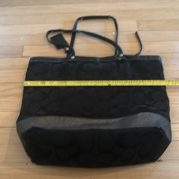 Loved Coach Tote Monogram Signature Stripe Big Shoulder Bag: Black Silver - Picture 16 of 16